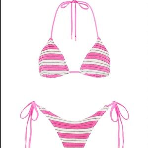 Triangl Swimwear Pink and White Striped Bikini Set